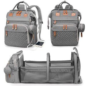 Diaper Bag Backpack with Changing Station USB Port Waterproof Large Capacity